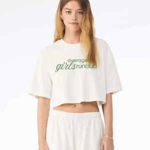 [P] BL6882 Average Girls Run Club Ladies Heavyweight Washed Cropped T-Shirt Vintage White SR