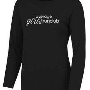 [P] JC012 Average Girls Run Club Ladies Cool Long Sleeve T-Shirt Black SR