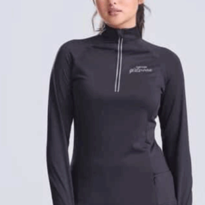 [P] JC035 Average Girls Run Club Ladies Cool-Flex Half Zip Top Jet Black SR